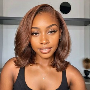 Wigfever Chocolate Brown Straight 9x6 M-Cap Wear Go Glueless Bob Lace Closure Wig 100% Human Hair