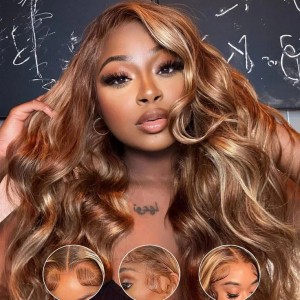 Wigfever M-cap Highlight Body Wave 9x6 Wear Go Glueless Pre-Plucked And Pre-Cut Lace Closure Human Hair Wig