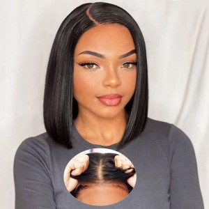 14 Inch | Wigfever M-cap Silky Straight 9x6 Short Bob Wear Go Glueless Lace Closure Wig