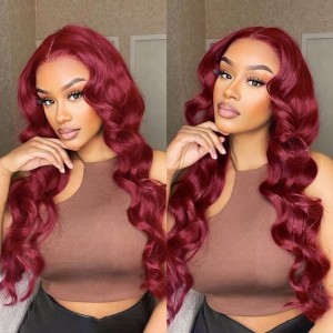 Wigfever 99J Burgundy Body Wave Pre-Plucked Glueless Wear Go 7*4 Lace Closure Wig