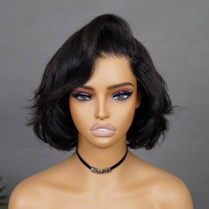Wigfever Blowout Kinky Straight Bob Wear Go Pre Bleached Invisible Knots Glueless 7*4 Pre Plucked HD Lace Closure Wig