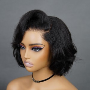 Wigfever Blowout Kinky Straight Bob Wear Go Pre Bleached Invisible Knots Glueless 7*4 Pre Plucked HD Lace Closure Wig