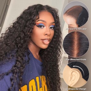 Wigfever M-cap Deep Wave 9x6 Wear Go Glueless Bleached Tiny Knots Pre-Cut Lace Closure Pre Plucked Human Hair Wig