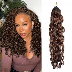 Wigfever New In #4 Chocolate Brown Burmese Curly Crochet Human Hair Boho Bulk Braiding Miracle Knots Hair