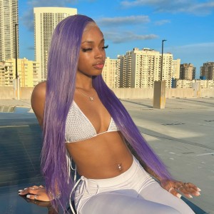 Wigfever Lavender Purple Straight 13*4 Lace Front Human Hair Wigs