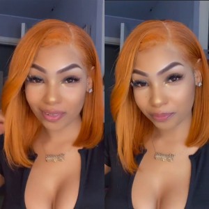 Wigfever Ginger Bread Colored Bob Wig 13*4 Lace Front Human Hair Bob Wigs