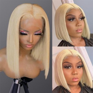 Wigfever Straight Human Hair Bob Wig #613 Color 13*4 Lace Front Human Hair Wigs