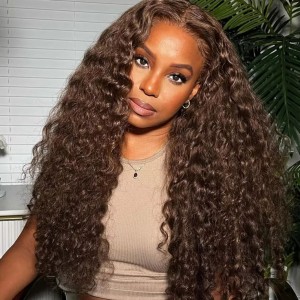 Wigfever M-Cap Chocolate Brown Water Wave 9x6 Pre-Plucked And Pre Cut Wear Go Glueless Lace Closure Wig