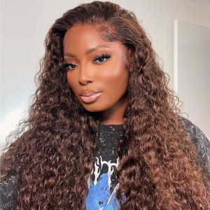 Wigfever M-Cap Chocolate Brown Water Wave 9x6 Pre-Plucked And Pre Cut Wear Go Glueless Lace Closure Wig