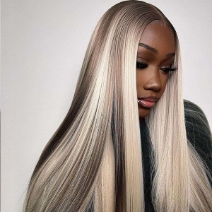 Wigfever Wear Go Ash Blonde Balayage Silky Straight Glueless Pre-Plucked 7*4 Lace Closure Wig