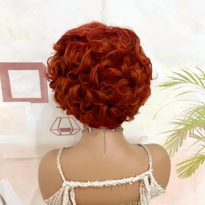 Wigfever Orange Pixie Shortcut Bob Wig 13*4 Lace Front Human Hair Wigs