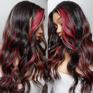 Wigfever Red & Blonde Highlight Body Wave13*4  Lace Front Wig