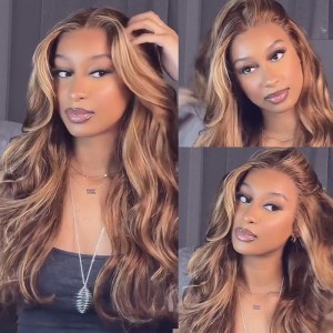 Wigfever Highlight Body Wave Wear Go Glueless Pre-Cut And Pre-Plucked 7*4 Lace Closure Wig