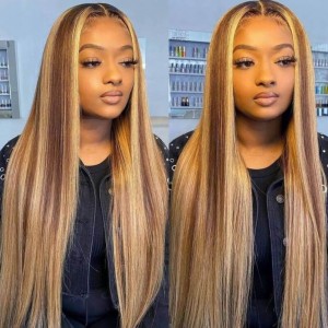 Wigfever Highlight Silky Straight Wear Go Pre-Plucked And Pre Cut Glueless 7*4 Lace Closure Wig