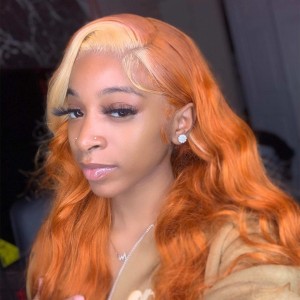 Wigfever Ginger Blonde Highlight Body Wave 13*4 Lace Front Human Hair Wig