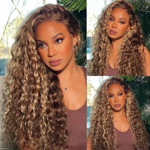 Wigfever Highlight Water Wave Pre-Cut And Pre-Plucked 7*4 Glueless Lace Closure Wig