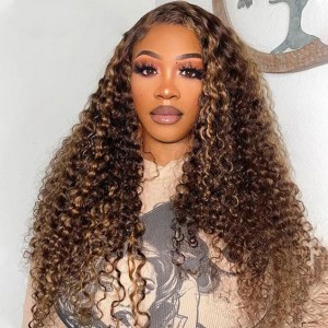 Wigfever Highlight Deep Wave Pre-Cut And Pre-Plucked 7*4 Glueless Lace Closure Wig