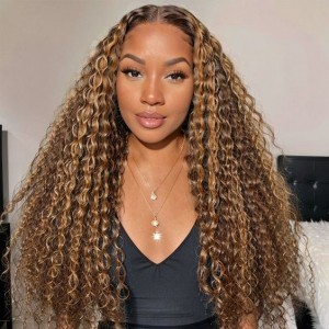 Wigfever Highlight Deep Wave Pre-Cut And Pre-Plucked 7*4 Glueless Lace Closure Wig