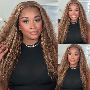 Wigfever Highlight Water Wave Pre-Cut And Pre-Plucked 7*4 Glueless Lace Closure Wig