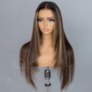 Wigfever Layered Cut Highlight Silky Straight Wear Go Pre-Plucked And Pre Cut Glueless 7*4 Lace Closure Wig