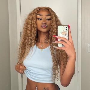 Wigfever Honey Blonde Loose Deep Wave #27 Color 13*4 Lace Front Human Hair Wigs