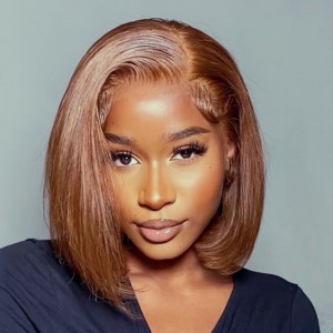 Wigfever Chestnut Brown Color Bob Wig 4*4 13*4 Lace Front Human Hair Bob Wigs