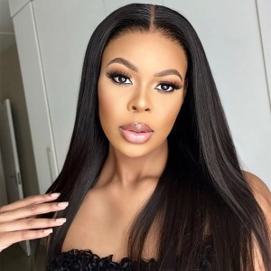 Upgrade Pre Bleached Wigfever Mongolian Silky Straight 13*4 Lace Front Human Hair Wigs