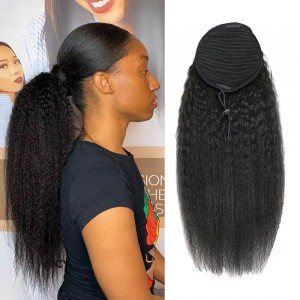22 Inch | Wigfever Kinky Straight Wrap-around Upgraded Drawstring Fluffy Ponytail Extension