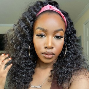 Wigfever Deep Curly Headband Wig Human Hair Glueless Wig For Black Women