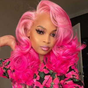 Wigfever Body Wave Ombre Pink Color 13*4 Lace Front Human Hair Wigs