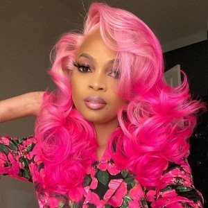 Wigfever Body Wave Ombre Pink Color 13*4 Lace Front Human Hair Wigs