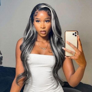 Wigfever Straight Platinum Blonde Highlight Piano Color Lace Front Human Hair Wigs