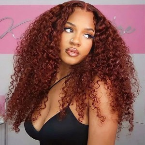 Wigfever Reddish Brown Water Wave Pre-Plucked And Pre-Cut Glueless 7*4 Lace Closure Wig