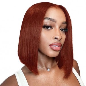 Wigfever Reddish Brown Silky Straight Wear Go Glueless Pre-Plucked And Pre-Cut 7*4 Lace Closure Bob Wig