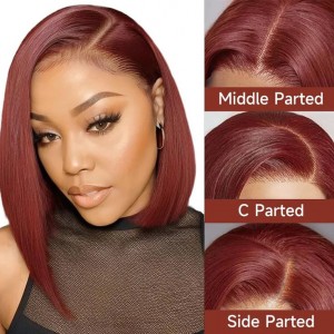 Wigfever Reddish Brown Silky Straight Wear Go Glueless Pre-Plucked And Pre-Cut 7*4 Lace Closure Bob Wig