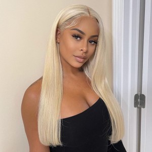 Wigfever Silky Straight Hair 13*4 Lace Front Wig 180% Density 613 Blonde Human Hair Wigs