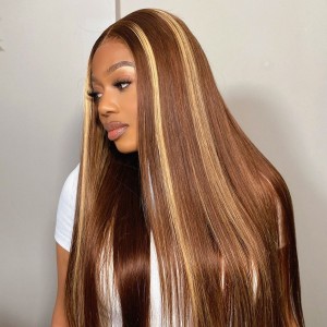 18 Inch | Wigfever Highlight Silky Straight Wear Go Pre-Plucked And Pre Cut Glueless 7*5 Lace Closure Wig