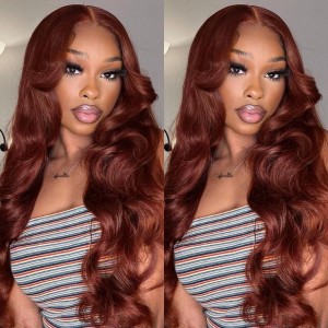26 Inch | Wigfever Reddish Brown Body Wave 7*4 Glueless Wear Go Pre-Cut Lace Closure Human Hair Wig