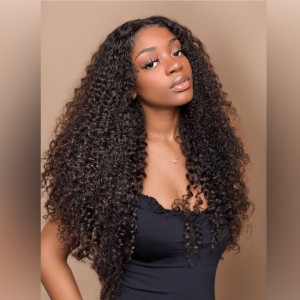 Wigfever 13x6 Kinky Curly Wave Ear-to-Ear Pre-Cut Lace Frontal Wear Go Glueless Wig with Bleached Knots & Invisi Drawstring