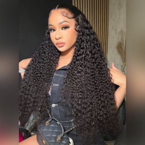 Wigfever 13x6 Kinky Curly Wave Ear-to-Ear Pre-Cut Lace Frontal Wear Go Glueless Wig with Bleached Knots & Invisi Drawstring