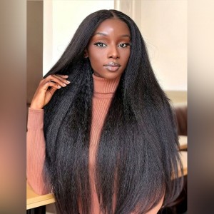 Wigfever 13x6 Kinky Straight Wave Ear-to-Ear Pre-Cut Lace Frontal Wear Go Glueless Wig with Bleached Knots & Invisi Drawstring