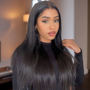 16 Inch | Wigfever M-cap Silky Straight 9x6 Wear Go Glueless Bleached Tiny Knots Pre-Cut Lace Closure Pre Plucked Human Hair Wig