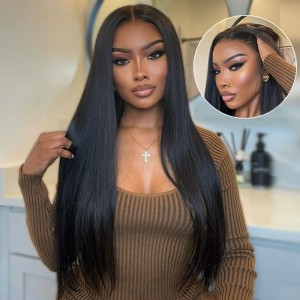 24 Inch | Wigfever Silky Straight 7*5 Bleached Knots 250% Density Wear Go Glueless Pre-Cut Lace Closure Human Hair Wig