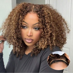 16 Inch | Wigfever Highlight Afro Curly Wear Go Pre Cut Glueless Pre-plucked Glueless 7*5 HD Lace Closure Wig