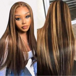 Wigfever Highlight Silky Straight Wear Go Pre-Plucked And Pre Cut Glueless 7*4 Lace Closure Wig