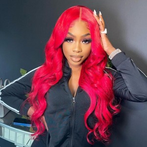 Wigfever Silky Straight Cherry Red Color 13*4 Lace Front 100% Real Human Hair wigs