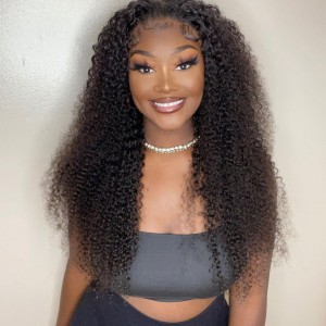 Upgrade Pre Bleached Wigfever Mongolian Kinky Curly 13x4 Lace Front Human Hair Wigs