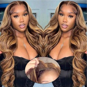 Wigfever Highlight Body Wave 4*4 Lace Wear Go Glueless Pre-Cut And Pre-Plucked Lace Closure Wig