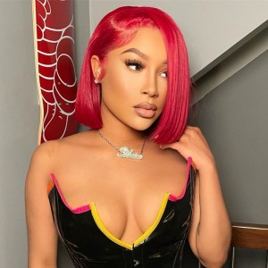 Wigfever Special Offer Red Color Bob Wig 4*4 13*4 Lace Closure/Front Human Hair Bob Wigs