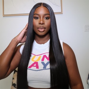 Wigfever Silky Straight Wear Go Glueless Pre-Cut 7*4 HD Lace Closure Pre Plucked Human Hair Wig